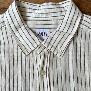 Zara Man - Linen stripped long sleeve shirt - Size L